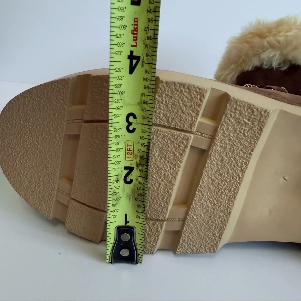 Boho Chic Chestnut Suede Furry Winter Boots | Chain & Tassel Accents